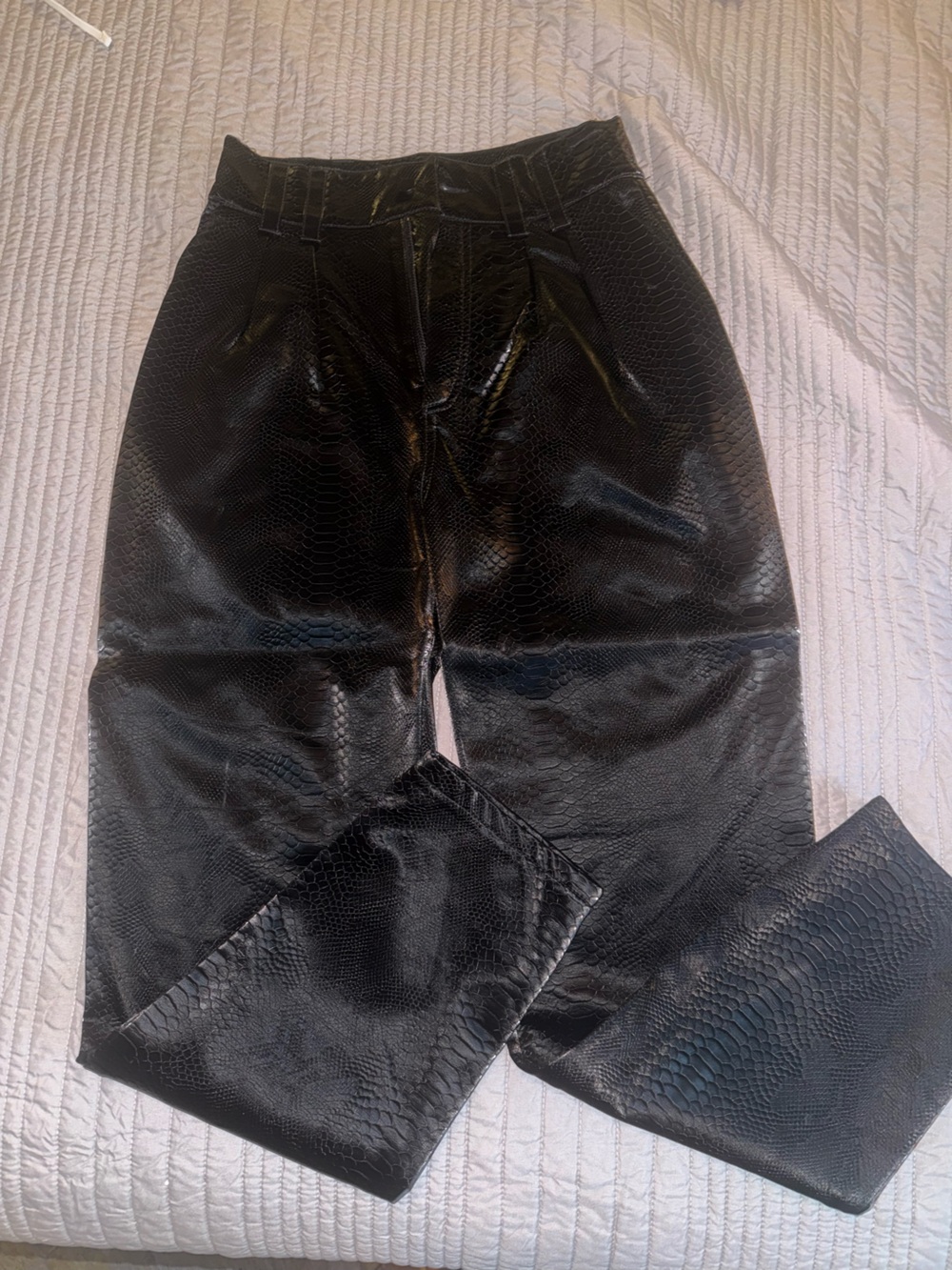 Topshop Black Faux Snakeskin pants